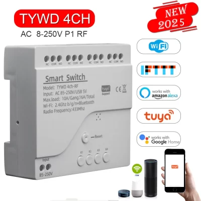4ch tuya controle remoto inteligente módulo de interruptor wi-fi sem fio DC7-32V AC85-250V 2200w rf receptor vida inteligente 10a relé wi-fi diy