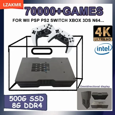 Super console de jogos x king 500g, ssd batocera 3865u 70000 + jogos para wii ps2 xbox psp switch gamecube n64 alça sem fio