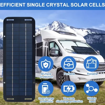 Kit do painel solar para bateria de carro, Carregador solar, Carregador portátil movido a energia solar, alta eficiência, 60W, 12V, IP65