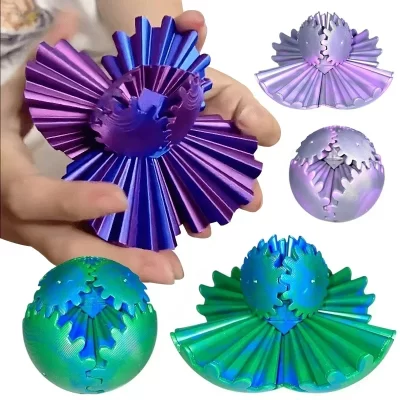 Bola de engrenagem 3d impressa brinquedos estatuetas bola de rotação ou cubo alívio do estresse brinquedo de mesa ansiedade relaxar atividade para adultos crianças presente