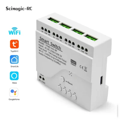 Módulo de interruptor inteligente wi-fi tuya, suporte para controle de 1/4 vias, controle remoto por aplicativo, disjuntor de luz 85-250v 7-32v, funciona com alexa, google home