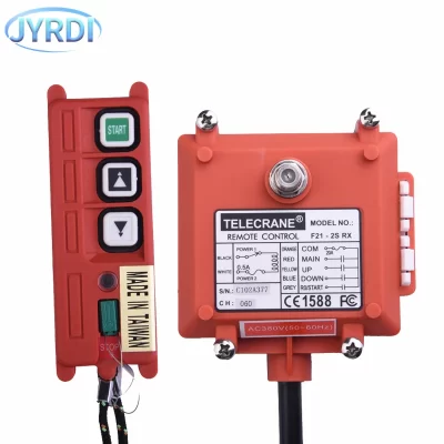 F21-2S 2 botões de velocidade única industrial sem fio guindaste rádio interruptores controle remoto talha ponte aérea guindaste controle elevador