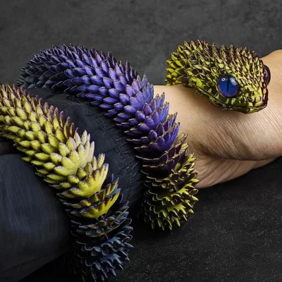 60cm 3d impresso cobra juntas rotativas estatuetas de cobra criativo escritório em casa artesanato ornamento 2025 presente de artesanato de ano novo