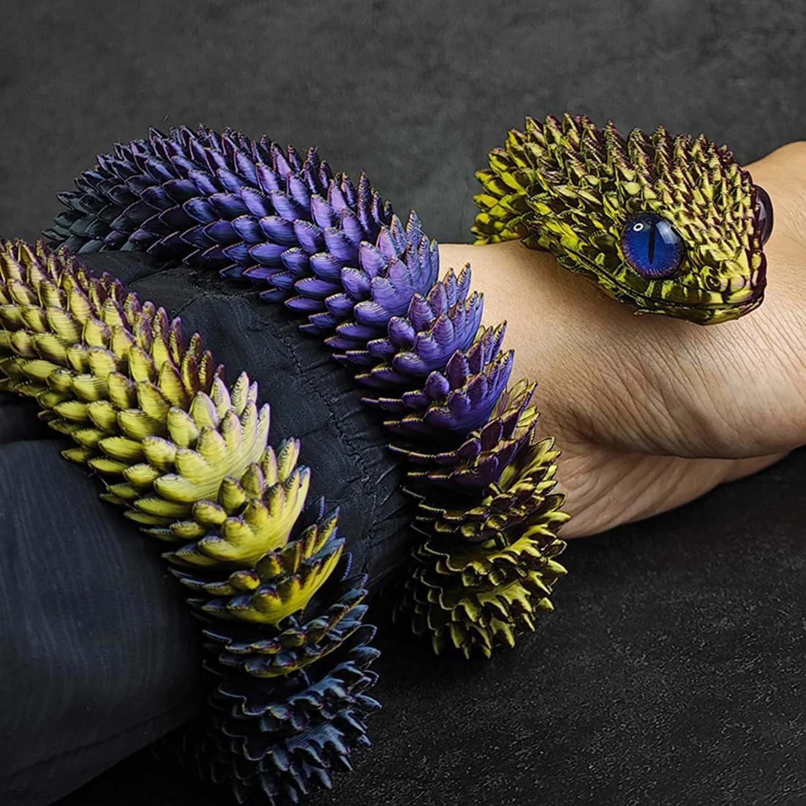 60cm 3d impresso cobra juntas rotativas estatuetas de cobra criativo escritório em casa artesanato ornamento 2025 presente de artesanato de ano novo