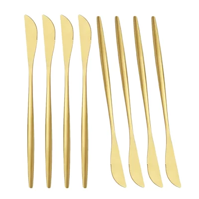 8 pçs de aço inoxidável mesa jantar faca louça fosco ouro talheres facas conjunto talheres acessórios cozinha