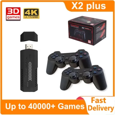 X2 plus jogo 4k gd10 pro 128g 40000 + jogos 3d hd retro console de videogame controlador sem fio tv 40 emulador para n64 psp arcade