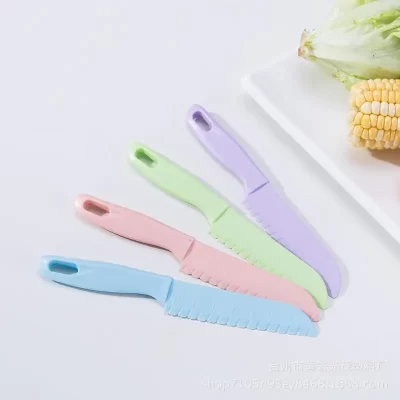 Sawtooth Cutter Plastic Fruit Knife for Kids, Safe Kitchen Knife, Chef for Bread, Alface, Toddler Cooking Knives, Children Paring Knives