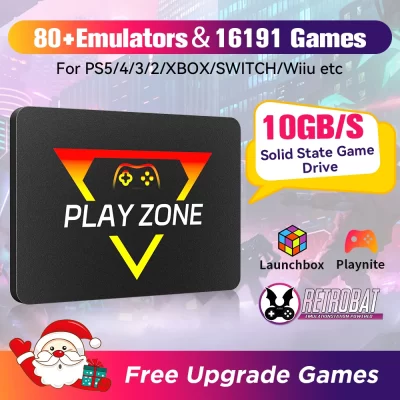 Retro Gaming SSD para Switch/PS5/Xbox/PS4/PS3/PS2/WIIU 80 + Emuladores Launchbox & Retrobat & Playnite 16191 Console de jogos para PC/Laptop