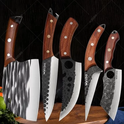 Faca de chef de cozinha artesanal forjada facas de cozinha faca de aço inoxidável para carne frutas peixe legumes desossa faca de açougueiro