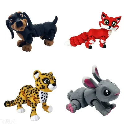 Atualizar impressão 3d animal cão raposa figura multi-articulação móvel para decoração do quarto kawaii crianças presente acessórios para casa novo