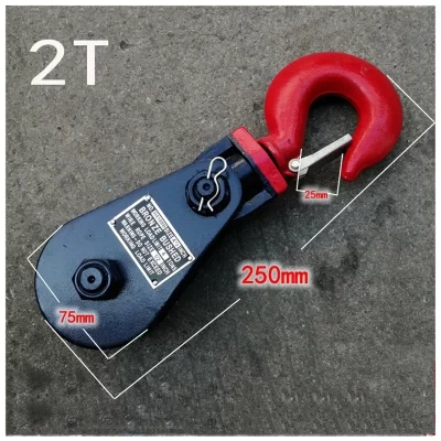 Bloco de polia de elevação forte estilo americano 2t 75mm, giro de 360 graus, resistente, anel de elevação forjado, tipo gancho de manilha