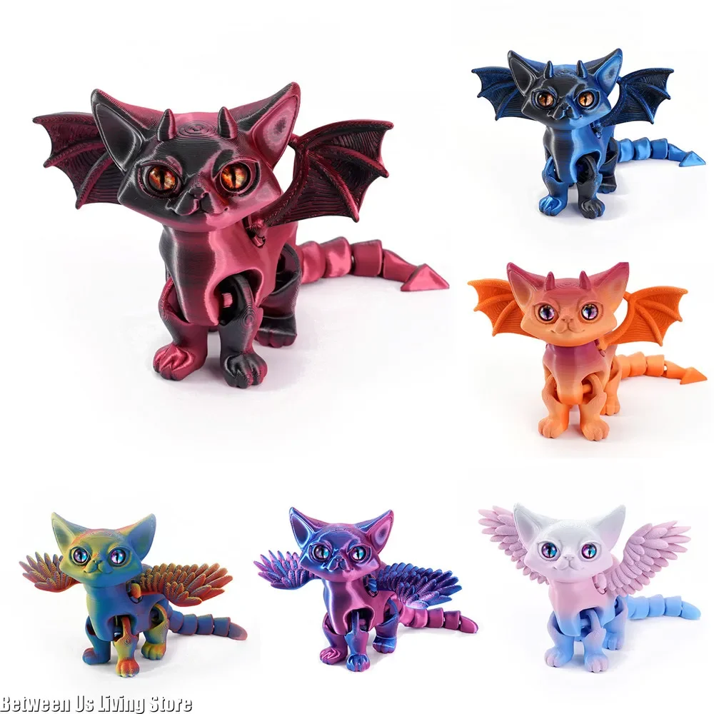 Modelo de brinquedo imprimível 3D Anjo Gato Inferno Gato para decoração de mesa de quarto Acessórios para casa móveis multiarticulados - Image 3