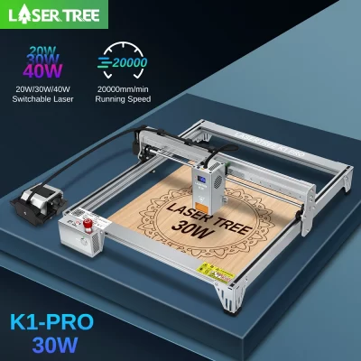 LASER TREE K1 PRO 30W 40W Máquina de gravação e cortador a laser, área de gravação 400x400mm, ferramentas para trabalhar madeira CNC para MDF/acrílico preto