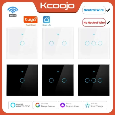 Tuya wifi ue interruptores inteligentes 1/2/3/4gang interruptor de luz toque sensor parede 433mhz rf interruptores vida inteligente para alexa google casa alice