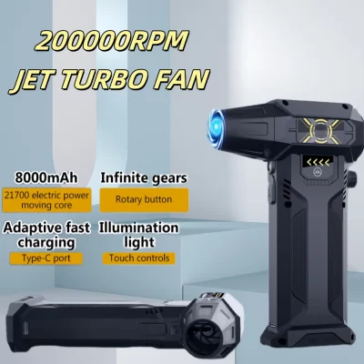 Mini Ventilador Turbo Jet 200000 Soprador de espanador de ar elétrico RPM Velocidade do vento infinitamente ajustável 52 m/s Secador de ar para limpeza de computador de carro