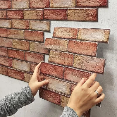 Painéis de parede 3d autoadesivos, à prova d'água, casca e vara, metrô, tijolo, papel de parede, adesivo retrô para banheiro, lareira, com 10 peças
