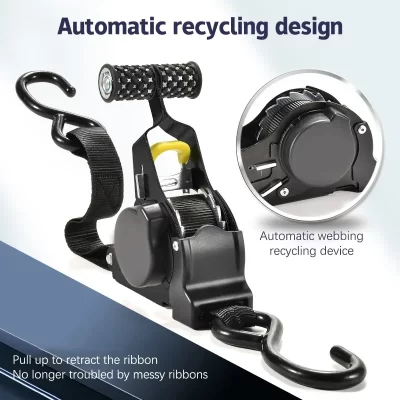 Tensor de encolhimento automático cinto de ligação corda de bagagem cinta de motocicleta fixação cinta de aperto retrátil cinta de catraca automática