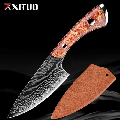 Damasco faca utilitária filé faca japonesa aço damasco navalha afiada cozinha chef faca para peixe aves frango corte de carne