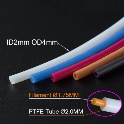 Duas árvores 1m 2m 4m 5m 10m tubo ptfe teflonto extrusora bowden 1.75mm id 2mm od4mm tubo de filamento para ender 3 peça de impressora 3d
