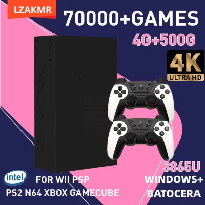 Console de videogame retrô r3 pro batocera sistema 500gb 3865u 70000 + jogos para wii ps2 psp saturno gamecube n64 alça sem fio