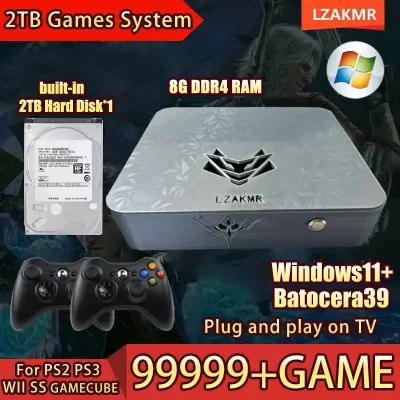 Nova caixa de jogo ak1 pro 99999 + jogo windows 11 2tb sistema de jogo para ps2 ps3 wii ss gamecube sega saturno caixa de jogo retro intel