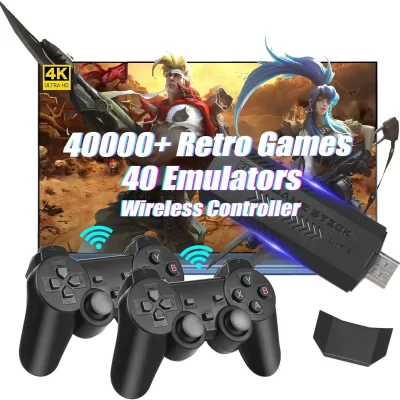 Jogos retro sem fio gamepads tv máquina de console de videogame 128gb embutido mais 40000 jogos jogo vara 4k x2 plus para psp/ps1