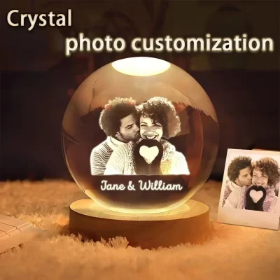 3d gravado bola de cristal holográfica foto decoração personalizado diy gravado dentro personalizado memorial vidro cristal decoração