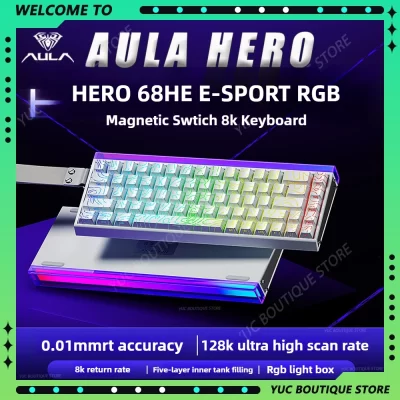 Novo AULA HERO 68HE/ULTRA INSTOCK Interruptor Magnético Teclado para Jogos E-sport Teclado Mecânico Personalizado com Fio Acessórios de Ergonomia