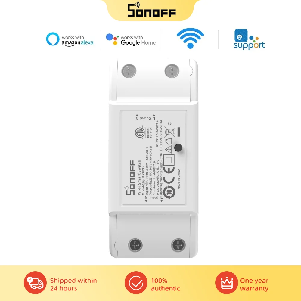 1 pçs sonof básico r4 interruptor wi-fi inteligente casa inteligente app disjuntor de controle voz funciona com ewelink alexa google casa