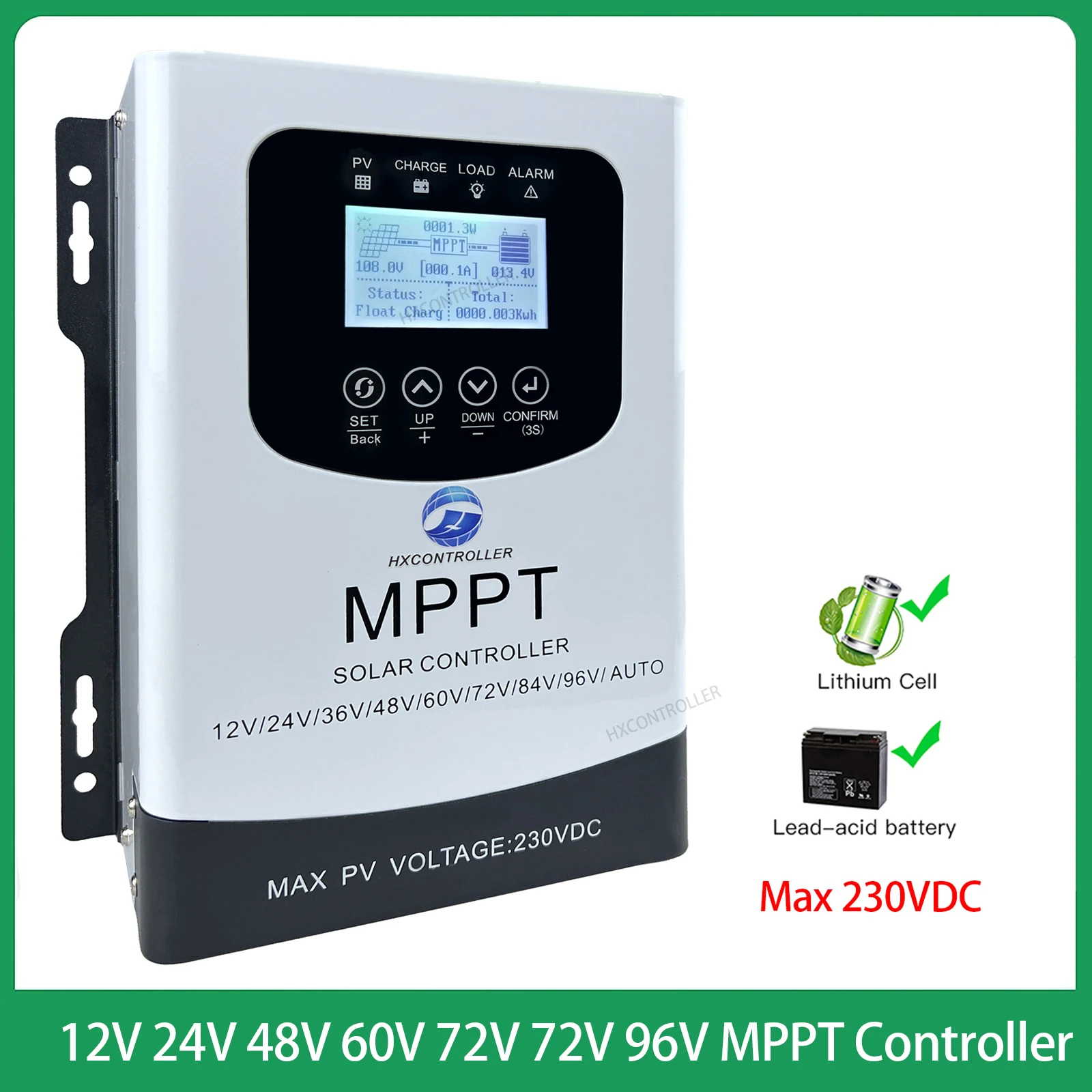 12v 24v 48v 60v 72v 84v 96v 0-80a bateria mppt controlador de carga solar max 230v painel solar entrada suporte rs485 sistema wi-fi