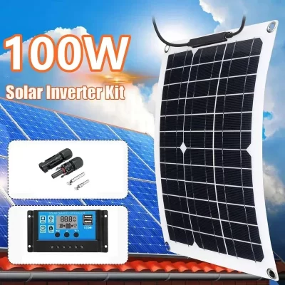 Kit Painel Solar Flexível com Controlador, Carregador de Bateria, Células Solares, Banco de Potência para Telefone, Carro, Iate, RV, 100W, 200W, 12V, mc4, 10-30A