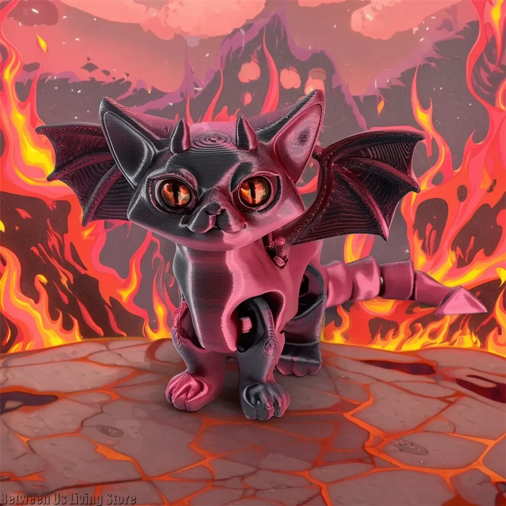 Modelo de brinquedo imprimível 3D Anjo Gato Inferno Gato para decoração de mesa de quarto Acessórios para casa móveis multiarticulados - Image 2