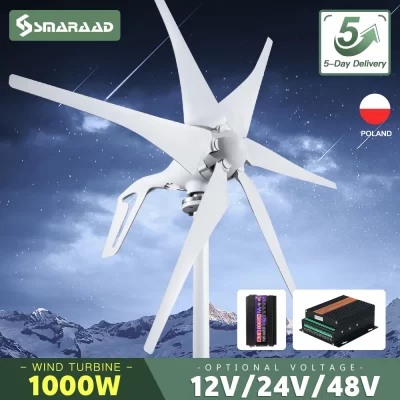 Gerador de turbina eólica forte horizontal, 1000w, 1kw, 12v, 24v, 48v, dínamo magnético, energia livre, 220v, saída inversora para casa