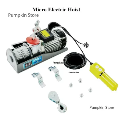 Guindaste elétrico portátil, grua de elevação pequena, guincho decoração, 220V, 1 Tonela, 0.5T