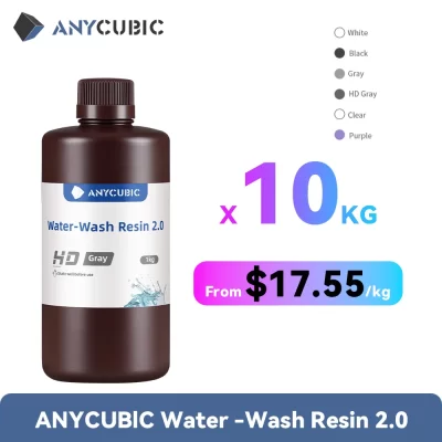 Pré-venda anycúbico 10/20kg resina de lavagem de água para impressora 3d lcd alta precisão baixo odor baixa viscosidade impressão 3d fotopolíma