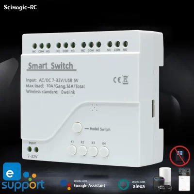 1/24CH 220V AC/DC 5V 7V-32V WiFi Controle de Voz Relé Switch Módulo Home Automation Rele Temporizador Trabalho Para EWelink APP System Alexa