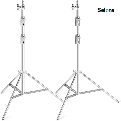 Selens suporte de luz de aço inoxidável ajustável, tripé resistente, kits de estúdio fotográfico, adereços de fotografia, suporte tripé