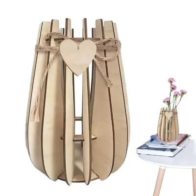 Vaso de quebra-cabeça 3d de madeira, buquê de flores, conjunto de construção, faça você mesmo, artesanato de madeira, kit de hobbies para cafeteria, decoração de quarto