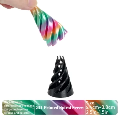 Mini brinquedo de pirâmide rotativa com parafuso espiral impresso em 3D - decoração de mesa intertravada de duas cores leve para adultos e crianças ideia de presente