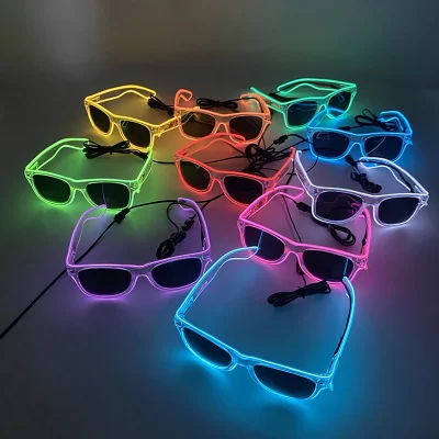 Óculos de sol iluminados com led, óculos de sol com fio el neon que brilham no escuro, suprimentos para festa neon, lembranças para crianças e adultos, 1 peça