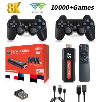 X2 jogo tv vara caixa de tv 64gb 10000 + jogos hd 8k 5g wifi console de videogame retro de alta definição simulador sem fio pk q9 vara