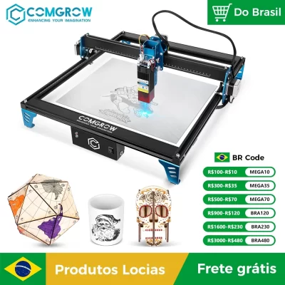 COMGROW COMGO Z1 CNC Gravador a laser de alta precisão Máquina de gravação e corte a laser CNC Roteador de madeira 400 * 400mm Impressora de logotipo de madeira
