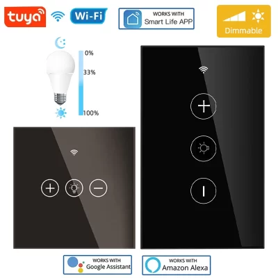 Tuya wifi ue/eua inteligente dimmer interruptor de luz toque sem fio vida inteligente app controle voz interruptor da lâmpada trabalho com alexa google casa