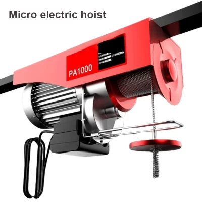 Micro grua elétrica 220v guindaste doméstico pequeno guincho decoração guindaste e 12/20/30 metros de corda de fio de aço