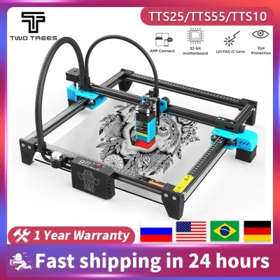 Twotrees gravador a laser TTS-10Pro máquina de corte de gravura ferramenta de madeira metal acrílico cnc gravura suporte wifi 80/40w