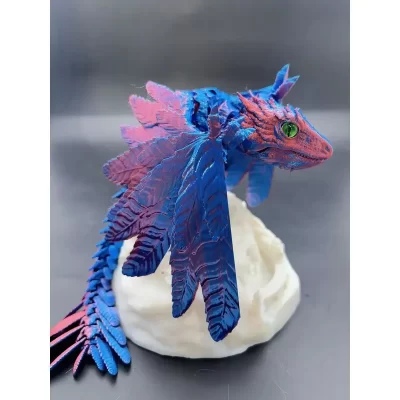 Dragão impresso em 3D com penas Wyvern Dragão articulado Fidget Dragon Home Office Decoração Brinquedo de mesa