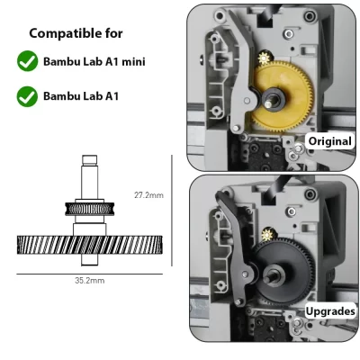Para bambu lab a1 mini extrusora a1 engrenagem de aço endurecido kit extrusor de alta qualidade para bambu lab a1 extrusora peças de engrenagem