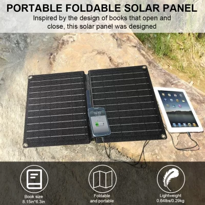 Painel solar dobrável de 16w 5v com portas usb/tipo-c painel de carregamento solar carregador solar painéis de emergência para acampamento ao ar livre