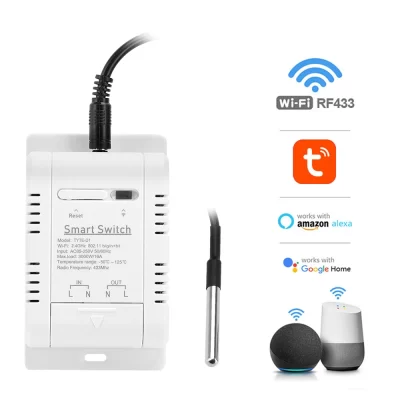 Tuya 16a 3000w interruptor de temperatura inteligente monitor de energia com sensor de sonda termostato para tanque de peixes estufa compatível alexa