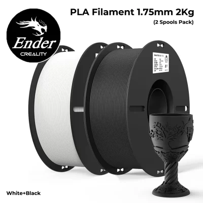 Creality pla filamento 1.75mm pla impressora 3d filamento 2kg caber na maioria das impressoras fdm branco e preto Ender-PLA valor pacote 2 carretéis pacote